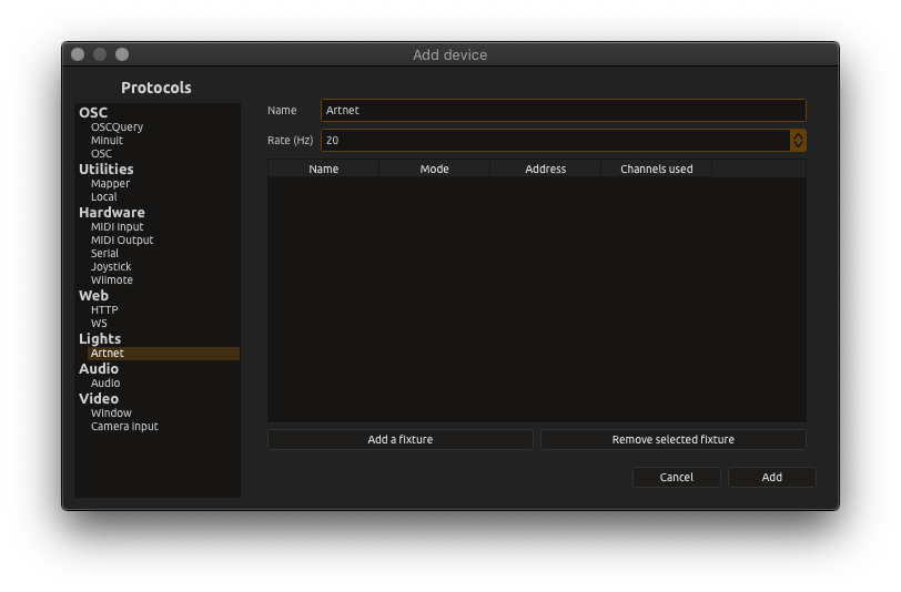 Device setup window