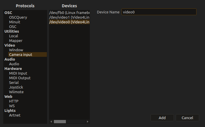 Device setup window