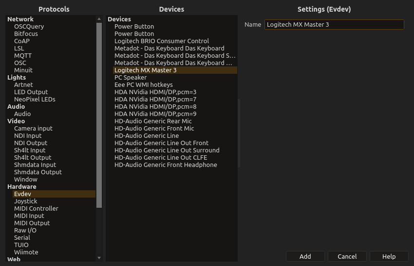Evdev device