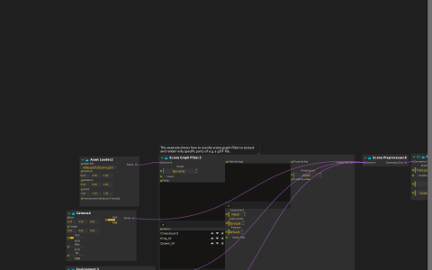 Scene Graph Filter selecting Chessboard, King_W and Queen_W between Asset Loader and Scene Preprocessor.