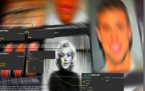 Facial keypoint filters connected to a radial blur over the camera image