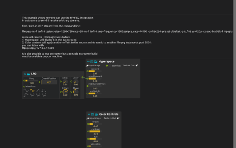 An LFO driving Hyperspace above the separate Color Controls streaming branch
